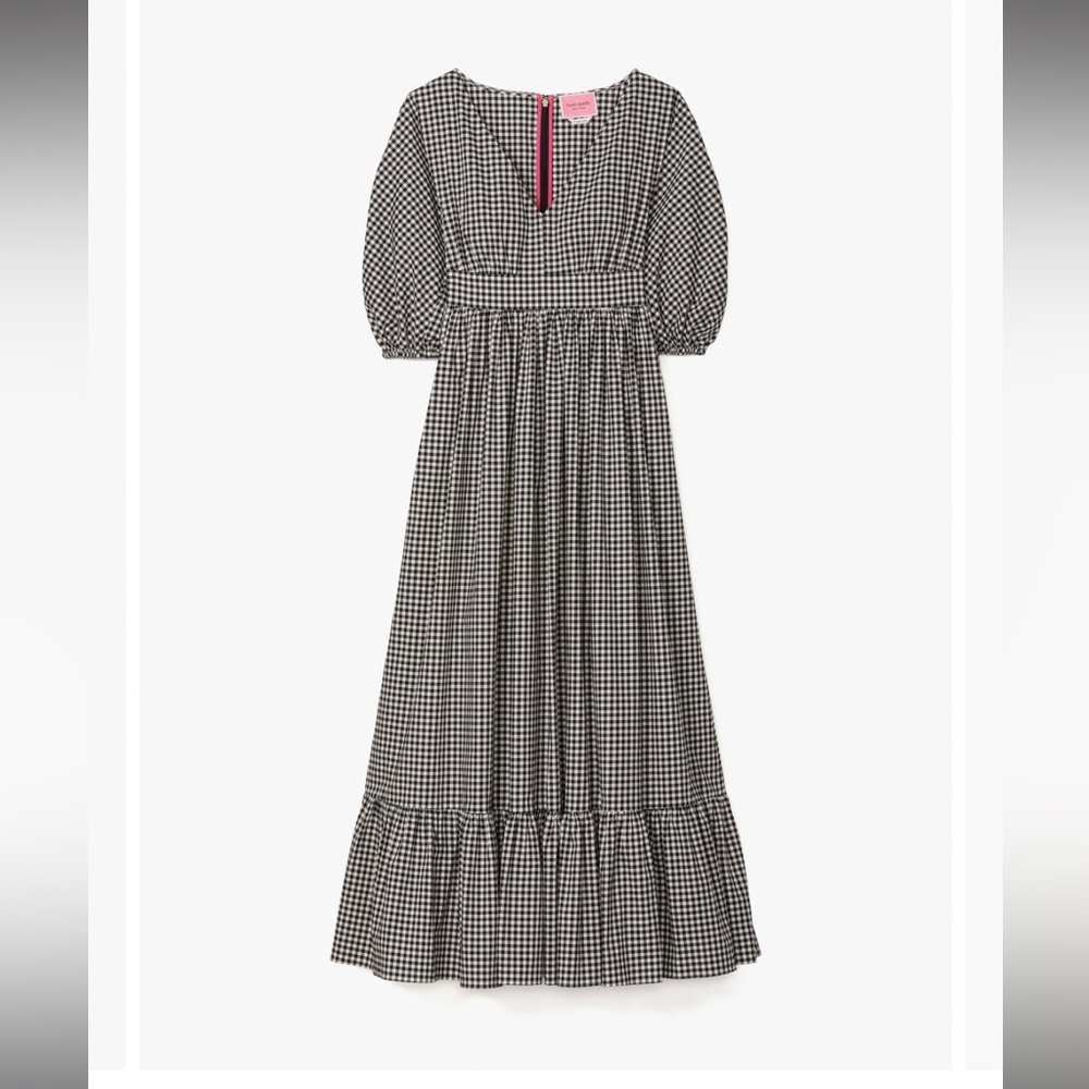 Kate Spade Gingham Bodega Mid Dress Black White Woman’s 4